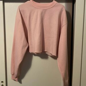Cropped pink crew beck sweater extra large